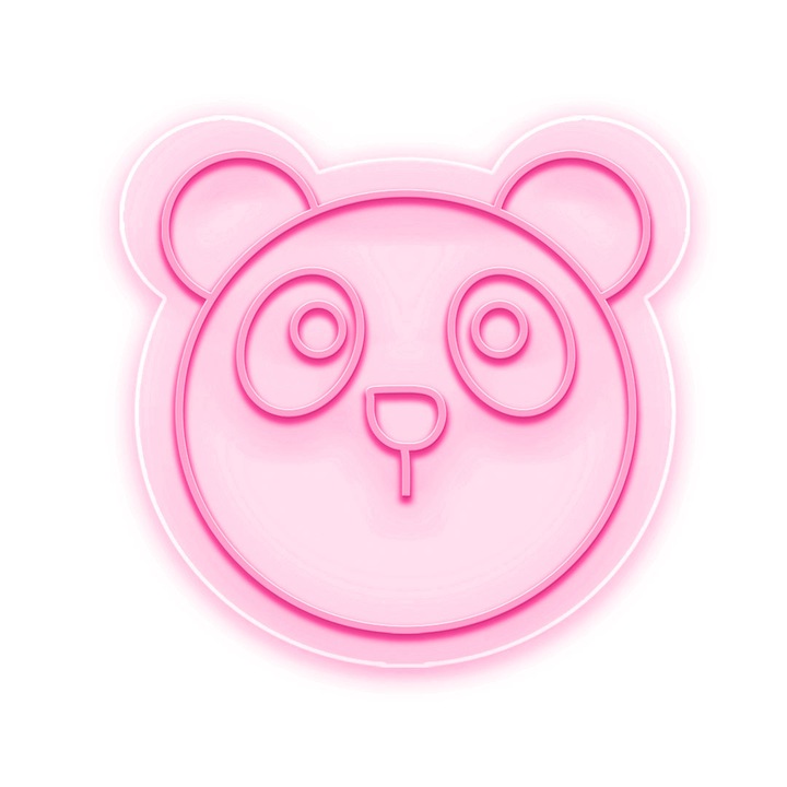 Semn Luminos LED Neon Ursulet, Magenta, 40x40x0.8cm