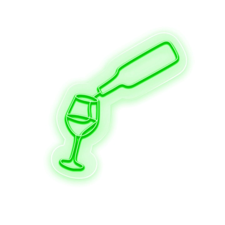 Semn Luminos LED Neon Wine Bottle, Verde, 36x38x0.8cm