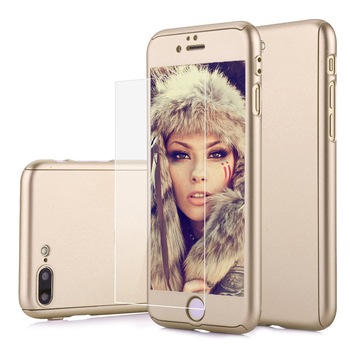 Husa telefon Iphone 7 Plus ofera protectie 360° Ultrasubtire Full Gold +Folie Sticla Husa telefon Iphone 7 Plus ofera protectie 360° Ultrasubtire Full Gold +Folie Sticla