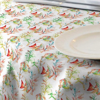 Fata de masa impermeabila (teflonata) Casa de bumbac, Marvin, 180x140 cm, Model Pestisori Fata de masa impermeabila (teflonata) Casa de bumbac, Marvin, 180x140 cm, Model Pestisori