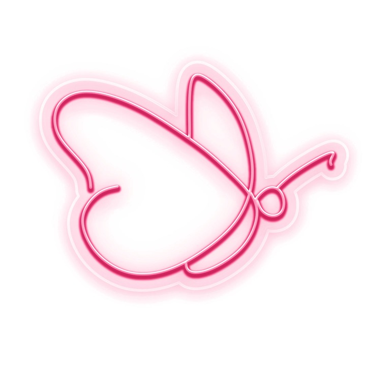 Semn Luminos LED Neon Fluture, Rosu deschis, 100x135x0.8cm