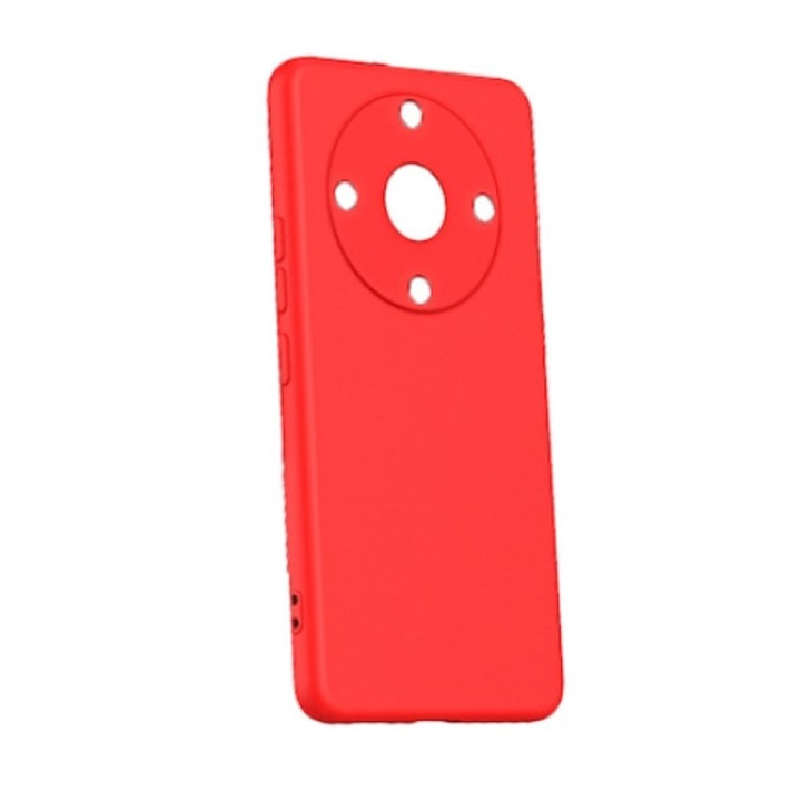 Калъф за телефон, съвместим с Honor Magic 5 Lite, От мек силикон, защита на камерата, вътрешен микрофибър (кадифе), повдигнати ръбове за защита на екрана, Червен