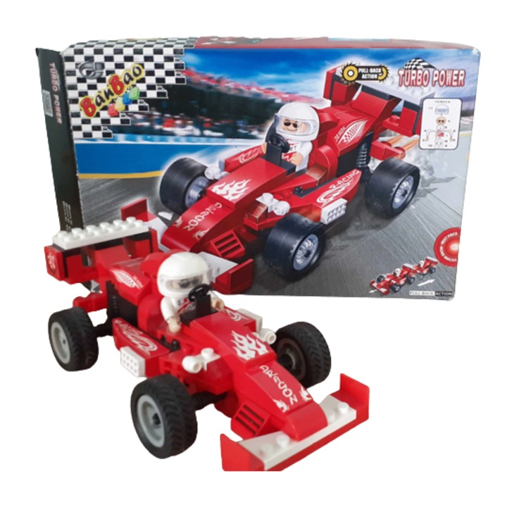 Конструктор за кола, Banbao, 102 части, Червен