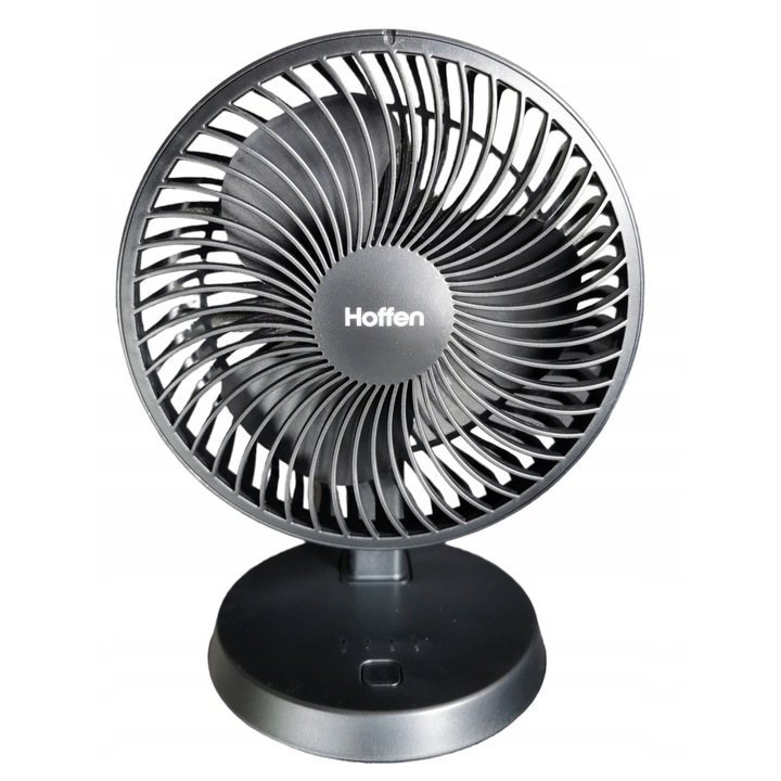 Настолен вентилатор, Hoffen, 5 W, 3 степени на скорост, черен