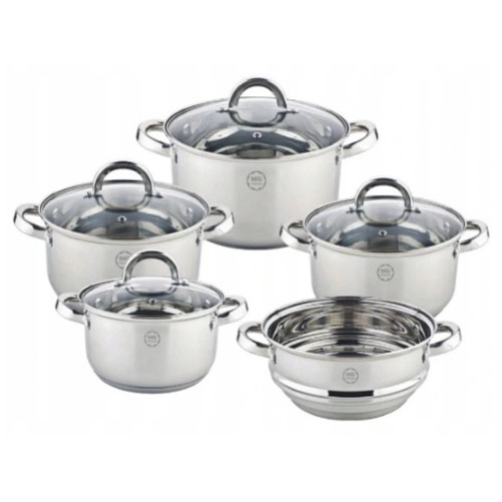 Edénykészlet, rozsdamentes acél, ezüst, 5 db