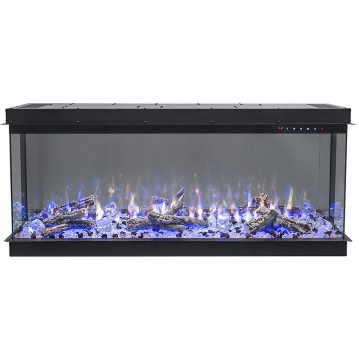 Semineu electric, Aflamo, 750/1500W, 53 x 127 x 32 cm, 5 culori LED, Negru