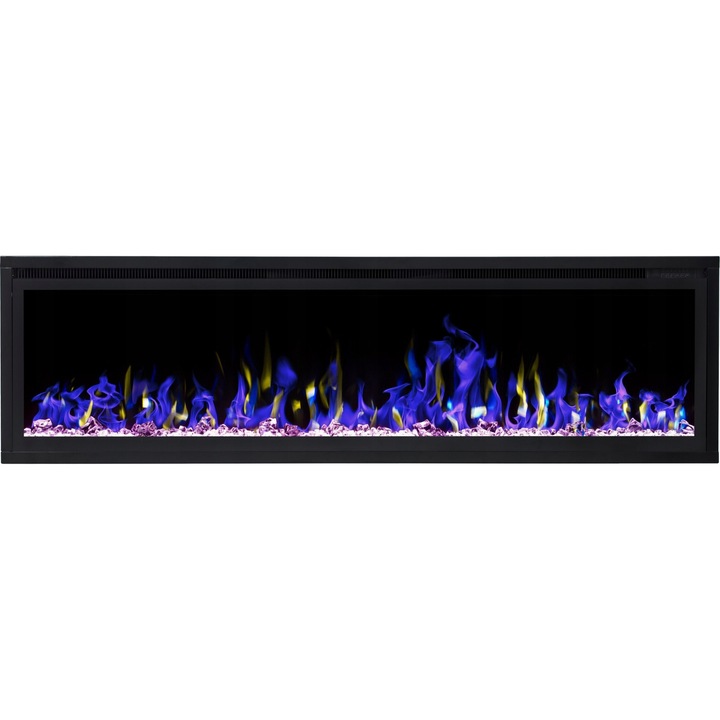 Semineu electric de perete, Aflamo, 1500W, 182 x 15 x 43 cm, 6 culori LED, Negru