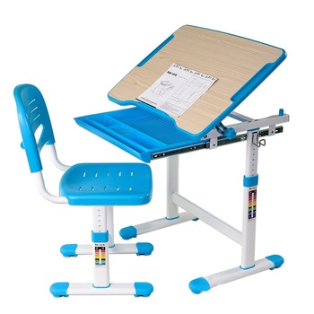 Birou reglabil cu scaunel reglabil, cu sertar, Picolo, Bleu Birou reglabil cu scaunel reglabil, cu sertar, Picolo, Bleu