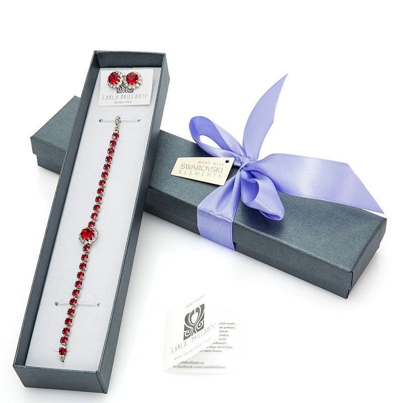 Set Alysia , bratara si cercei cu cristale Swarovski siam