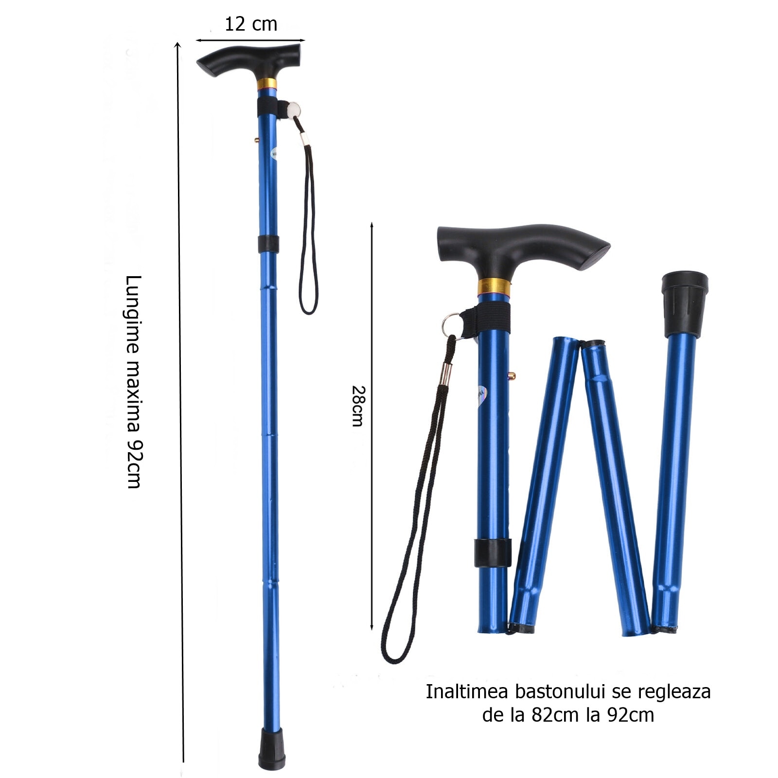 Baston pliabil Salestore.ro® cu rigiditate inalta, reglabil pe inaltime ...