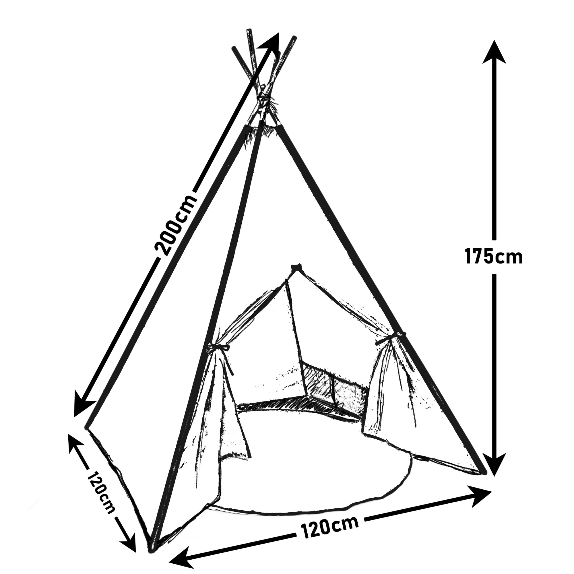 Палатка за игра Premium Teepee, 175x120 см, тип Монтесори със система за  фиксиране, Black Stars - eMAG.bg