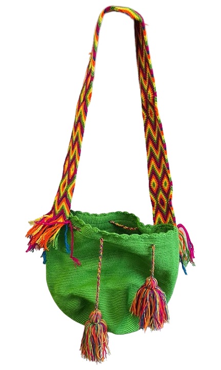 Geanta Wayuu, Verde/multicolor, Acril