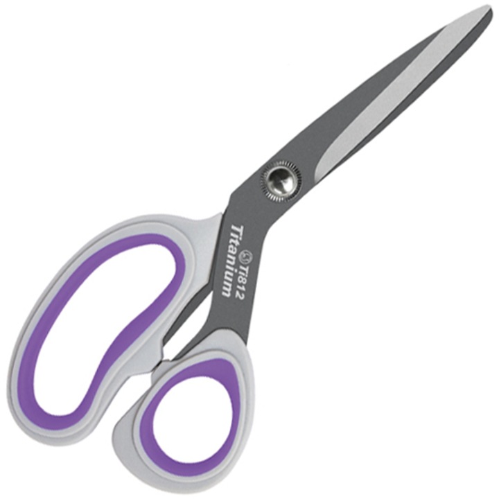Varróolló, titán, 21 cm, titán, fehér/lila