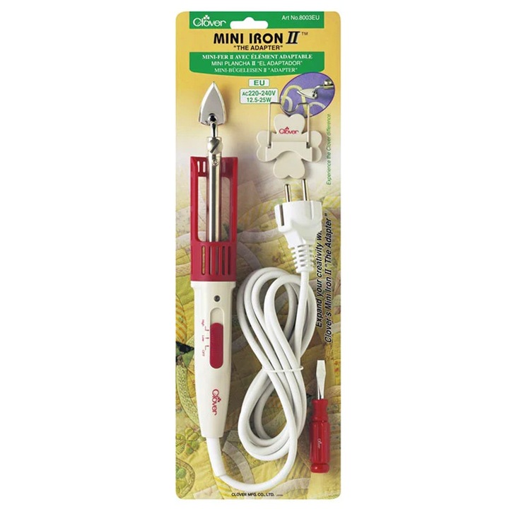 Mini fier de calcat pentru croitorie, Clover, Alb/Rosu