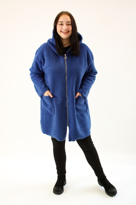 Palton cu gluga dama Anturia, Vascoza, Albastru, One-Size