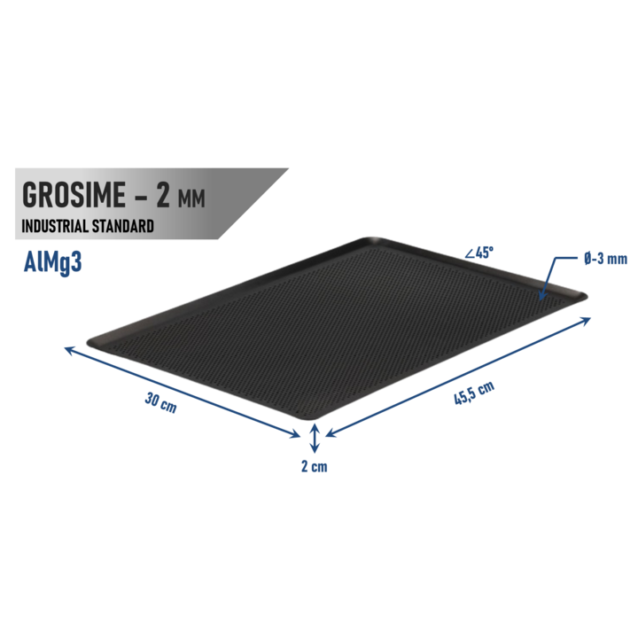 Tava Patiserie Perforata Soing, Antiaderenta, Dreptunghiulara, Aluminiu 2 mm, 45,5 x 30 cm, All around 45°
