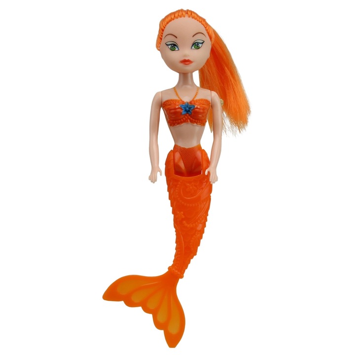 Papusa Sirena LadyLikePrincess, portocaliu, 17 cm, OnemisFlot