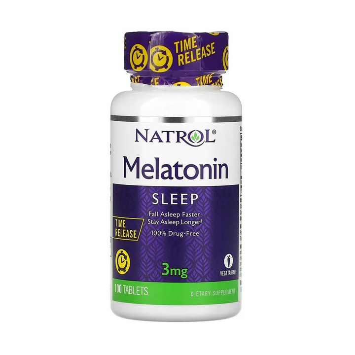 Melatonin 3mg Time Release - Absorbtie lenta 100 Tablete, Natrol