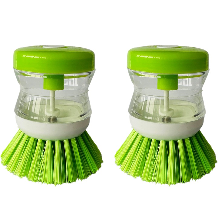 Perie de vase cu dozator de sapun Cozevdnt, verde, material plastic, cap inlocuibil