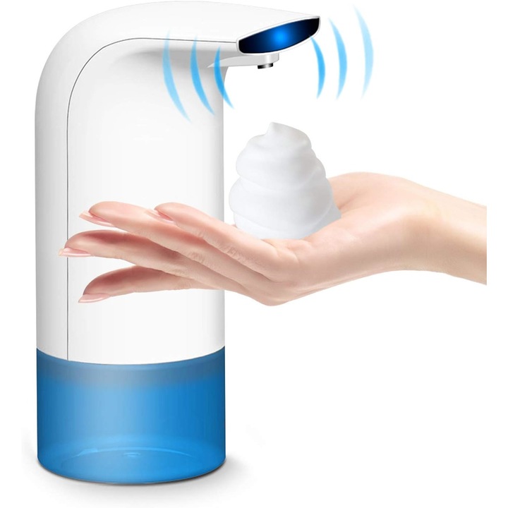 Automata szappanadagoló, infravörös érzékelő, 300 ml kapacitás, érintésmentes, fehér, 12.5x8x20.23cm
