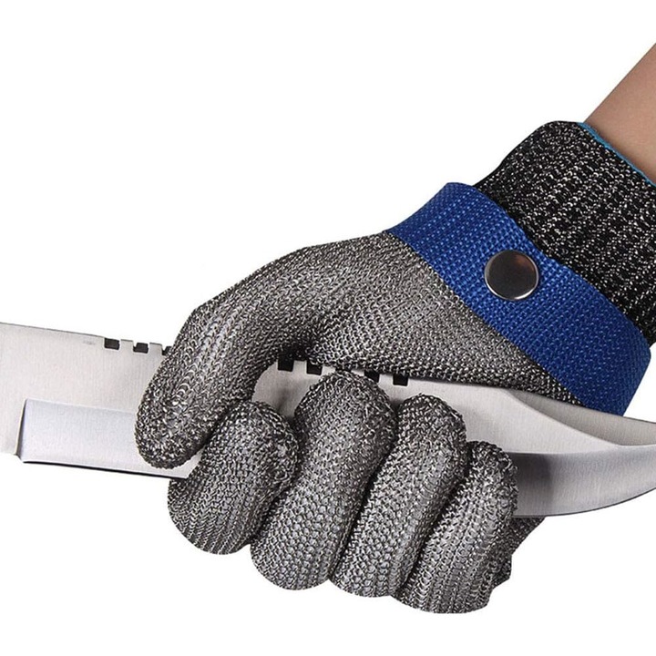 Manusi protectie QttvbTna, polietilena si inox, rezistenta taietura nivel 5, ajustabile, unisex, XS