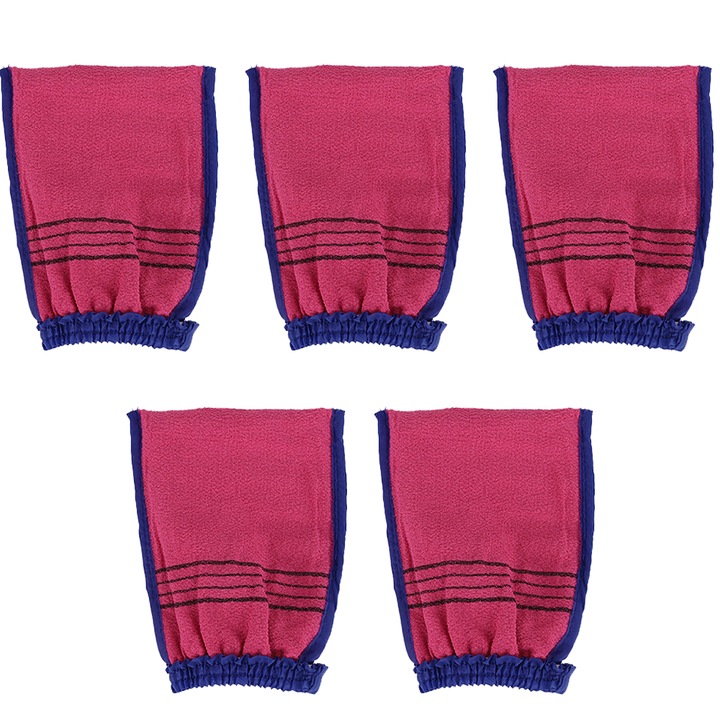 Manusa exfolianta QttvbTna, fibra poliester-bumbac, design coreean, multicolor, 5 bucati