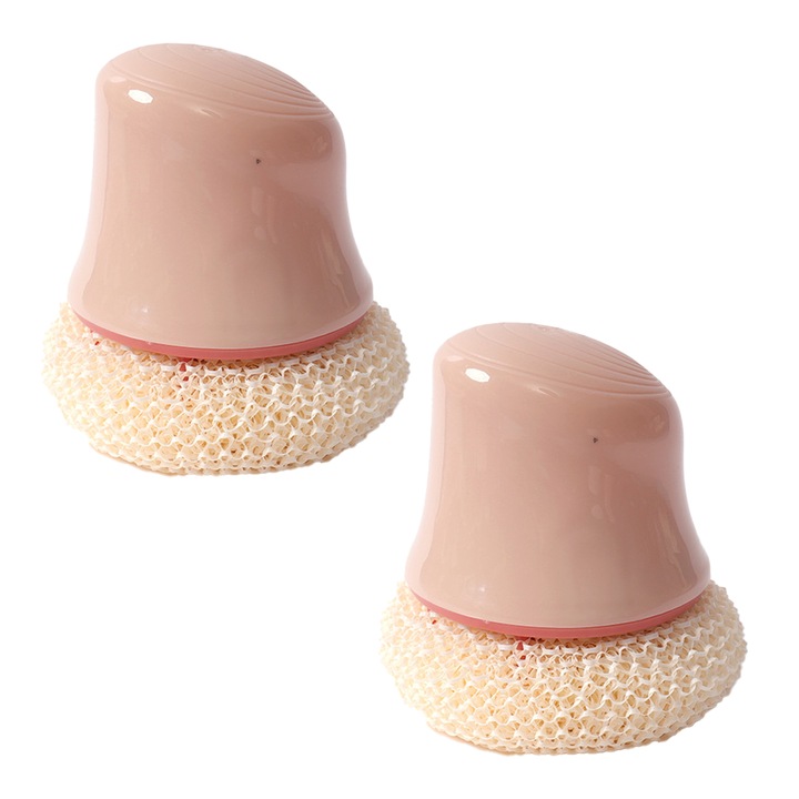 Set 2 perii de curatat multifunctionale, roz, plastic, cu agatatoare