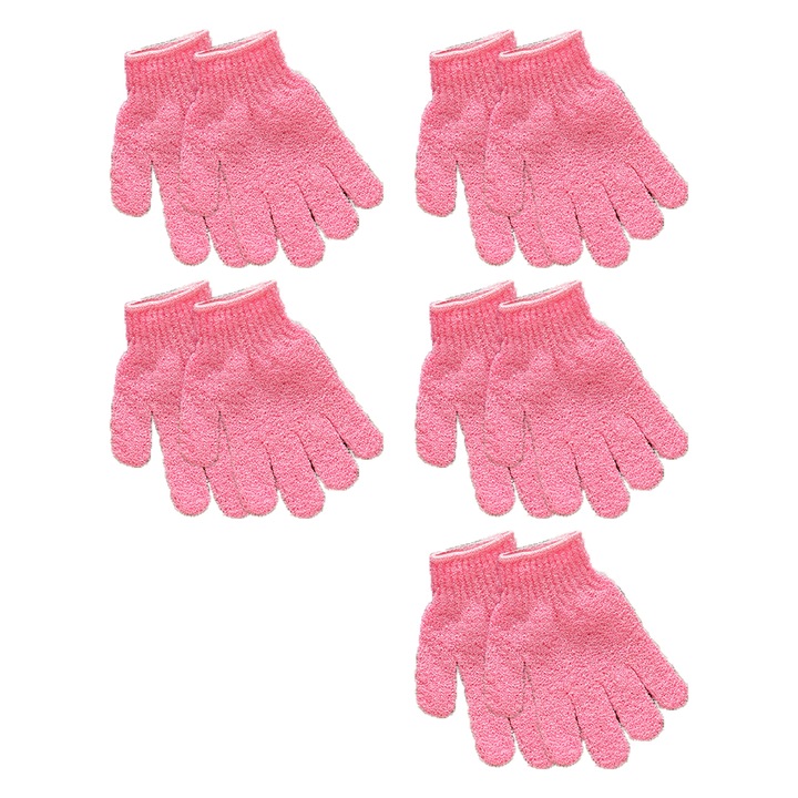 Set 10 manusi exfoliante pentru baie, multicolor