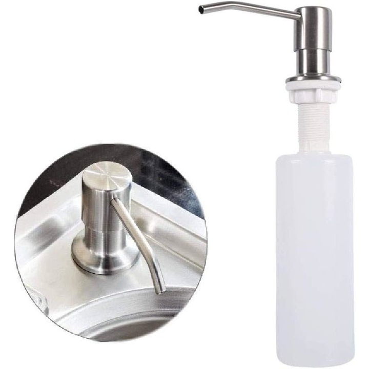 Dispenser sapun, QttvbTna, inox, 300ml, argintiu