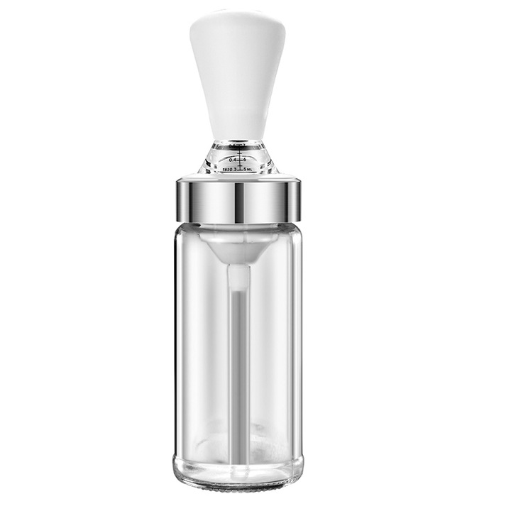 Sticla pentru ulei de masline cu pensula din silicon, borosilicat, control cantitate, transparent, 150ml
