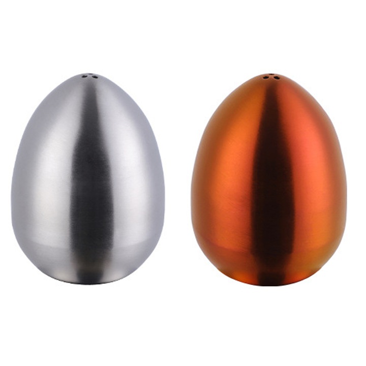 Set de condimente din otel inoxidabil, design modern, culoare naturala si rosie, 3 orificii