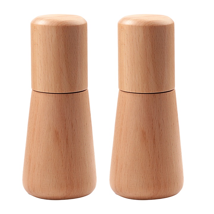 Set de rasnite din lemn pentru sare si piper, lemn de acacia, capacitate mare, reglare fina, 15005