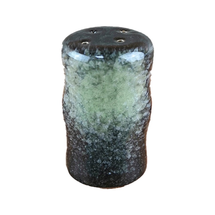 Set de condimente din ceramica, design pictat manual, turcoaz, 2 piese