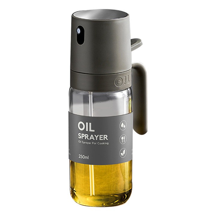 Oliviera cu pulverizator, Plastic/Sticla, 250 ml, Gri