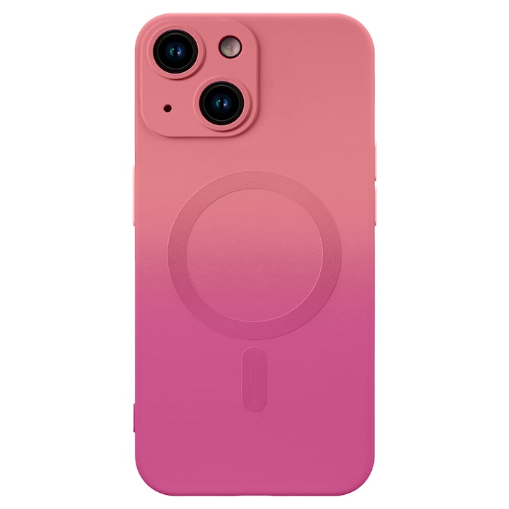 Husa gradient de protectie MagSafe tip bumper compatibila cu iPhone 13 si 14 - roz