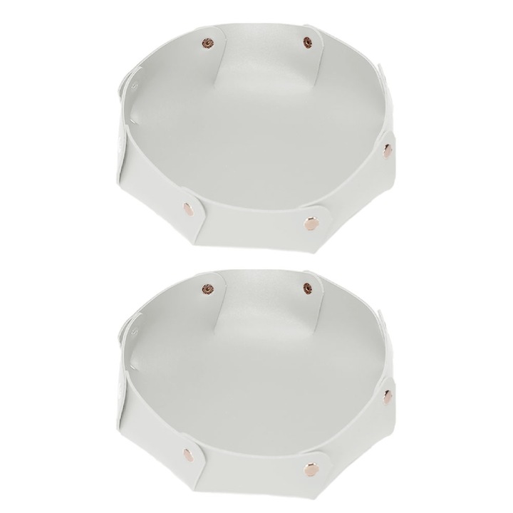 Set 2 tavi de depozitare rotunde, stil vintage cu nituri metalice, multicolor, 17.5x17.5cm