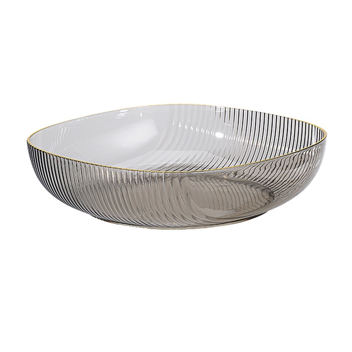 Tava servire, sticla transparenta, design inima, handcrafted, negru