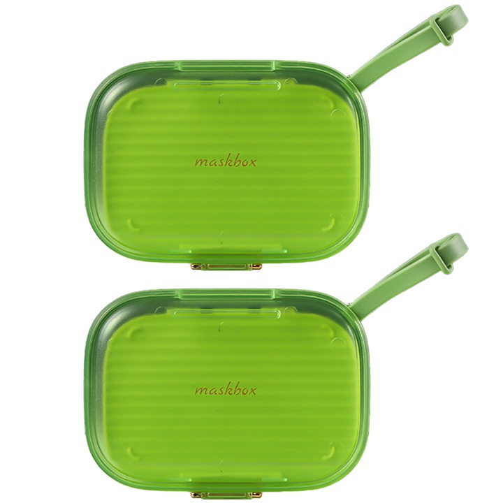 Set 2 Cutii de Depozitare pentru Masti, Protectie impotriva Prafului, Portabil, Transparent