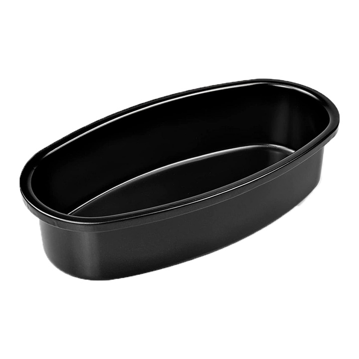 Ovális tepsi muffinokhoz, alumínium, fekete, 30x20cm