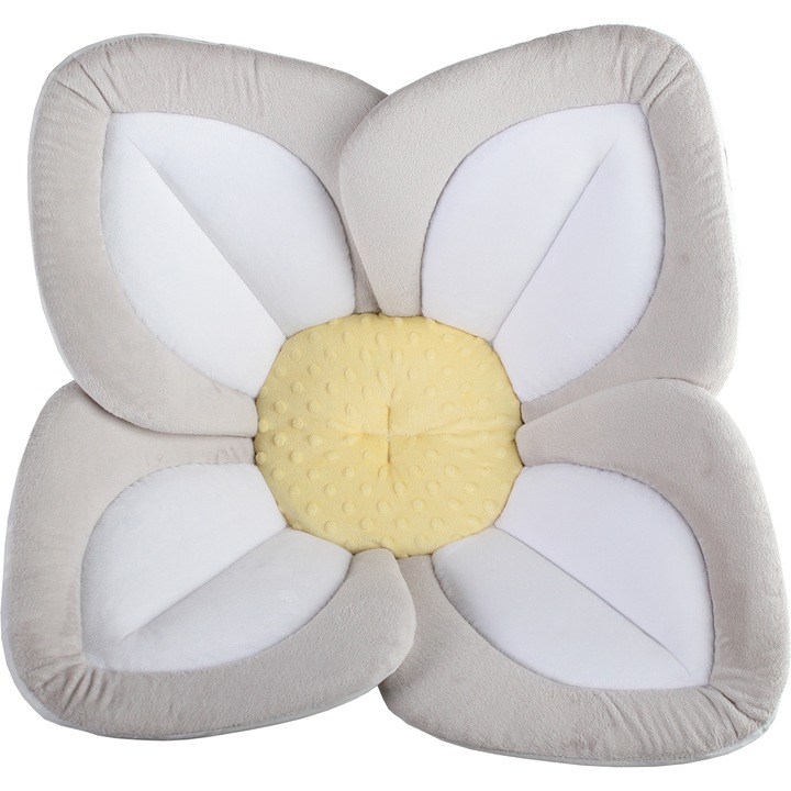 Плюшена вана Lotus и постелка за игра, BloomingBath, сиво/бяло/жълто