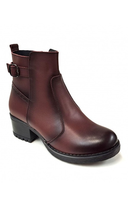 Ghete dama din piele naturala, cu fermoar, imblanite, GD680, Bordeaux