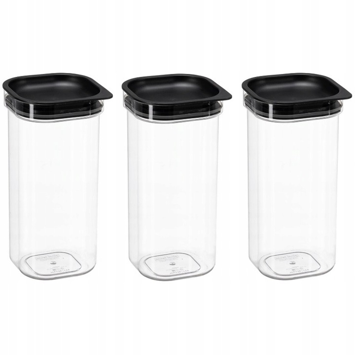 Set 3 Cutii Depozitare Alimente, 3x 2, 5L, cu inchidere ermetica, Transparent, Plastic, organizator, lotf, nhg