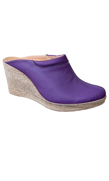 Saboti dama din piele naturala, platforme de 7 cm, TEA19MOV, Mov, 35