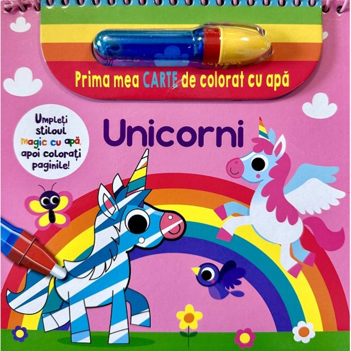Unicorni : prima mea carte de colorat cu apa, Flamingo