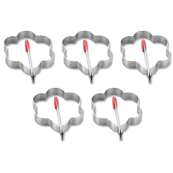 Set 5 forme pentru ou si clatite, inox, floare