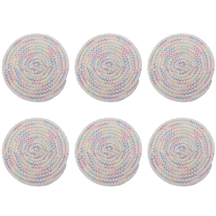 Italalátétek, vintage szőtt alátétek, 4 darabos készlet, pamutkötél mintával, többszínű