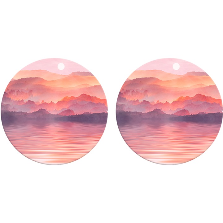 Ital alátét készlet, nedvszívó kerámia parafa talppal, márványos rózsaszín, többszínű