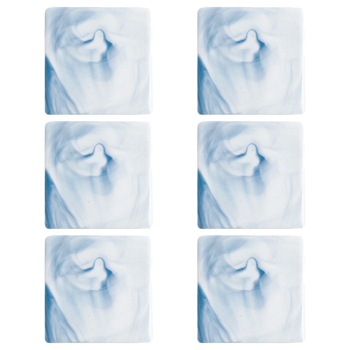 Set de suporturi de sticla din ceramica, design marmorat, absorbante, cu baza din pluta, multicolor