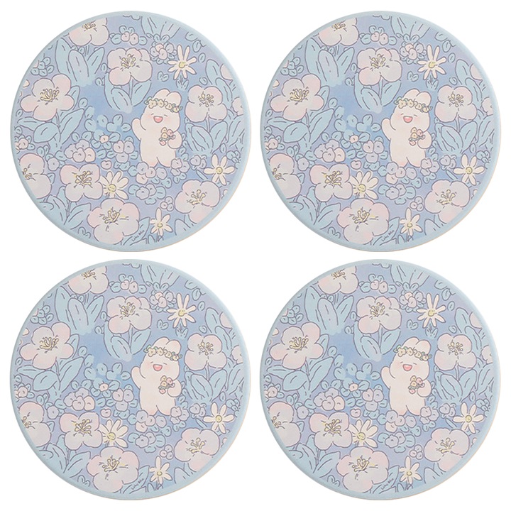 Set 4 suporturi pentru bauturi, absorbante, multicolor, 10x10cm