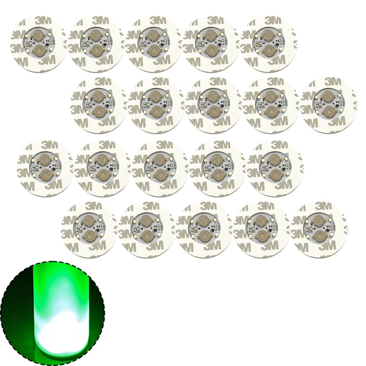20 db-os világító poháralátét, LED, vízálló, zöld